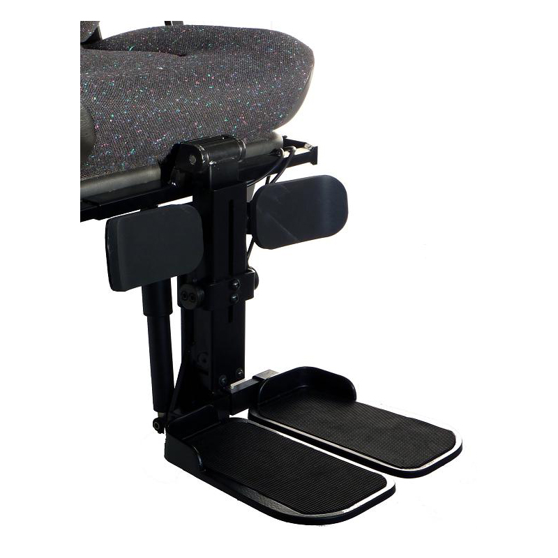 Power leg support w. user controlled longitudinal compensation - SYNCRONOUS movement